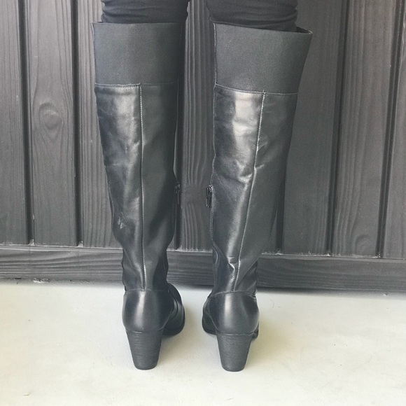 Genuine Leather Thick Block Heel Knee High Boots - Picture 5 of 8